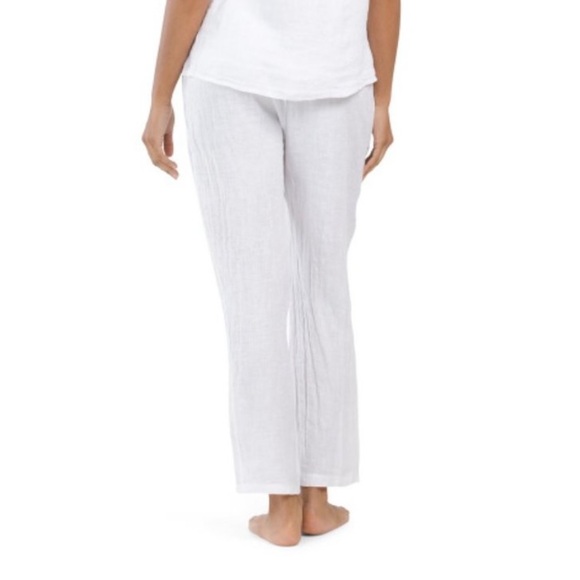FRANCESCA BETTINI  Italy 100% Linen Elastic Waist Pants Size Medium - Picture 2 of 12